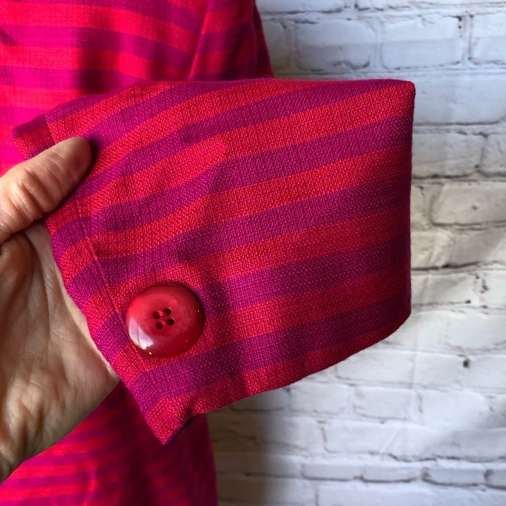 Christian Dior Vintage Pink Striped Blazer and Skirt Suit Set Size 12